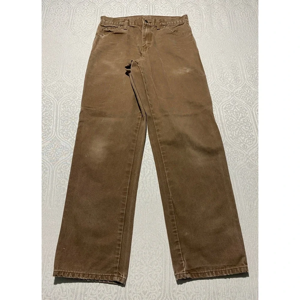 Dickies DU336RTB Brown Cotton Duck Relaxed Fit Carpenter Pants Mens 30x32 - Picture 4 of 10